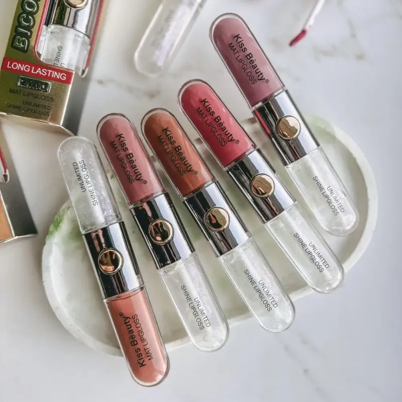 Блиск помада 2в1 матовий+дзеркальний Kiss Beauty Bicolor Lip